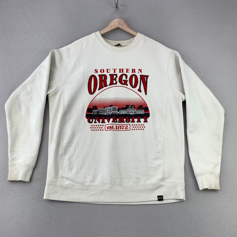 VTG Southern Oregon University Sweatshirt Large Off White Heavy Thick Preppy Y2K